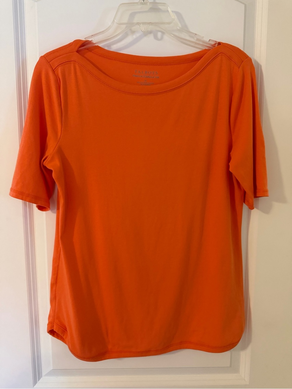Talbots Short Sleeve Scoop Neck Tee in Bright Orange